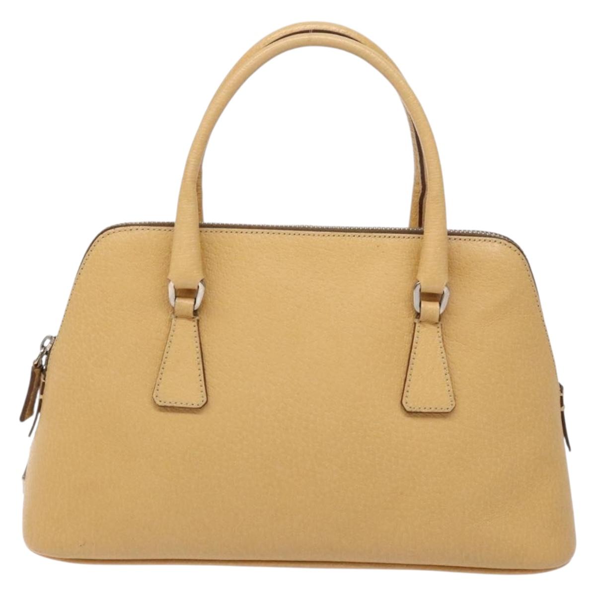 PRADA Hand Bag Leather Beige Auth yk19150