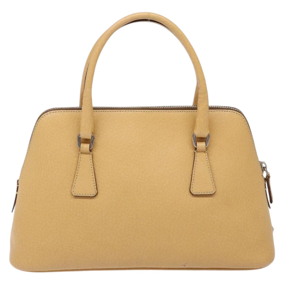 PRADA Hand Bag Leather Beige Auth yk19150