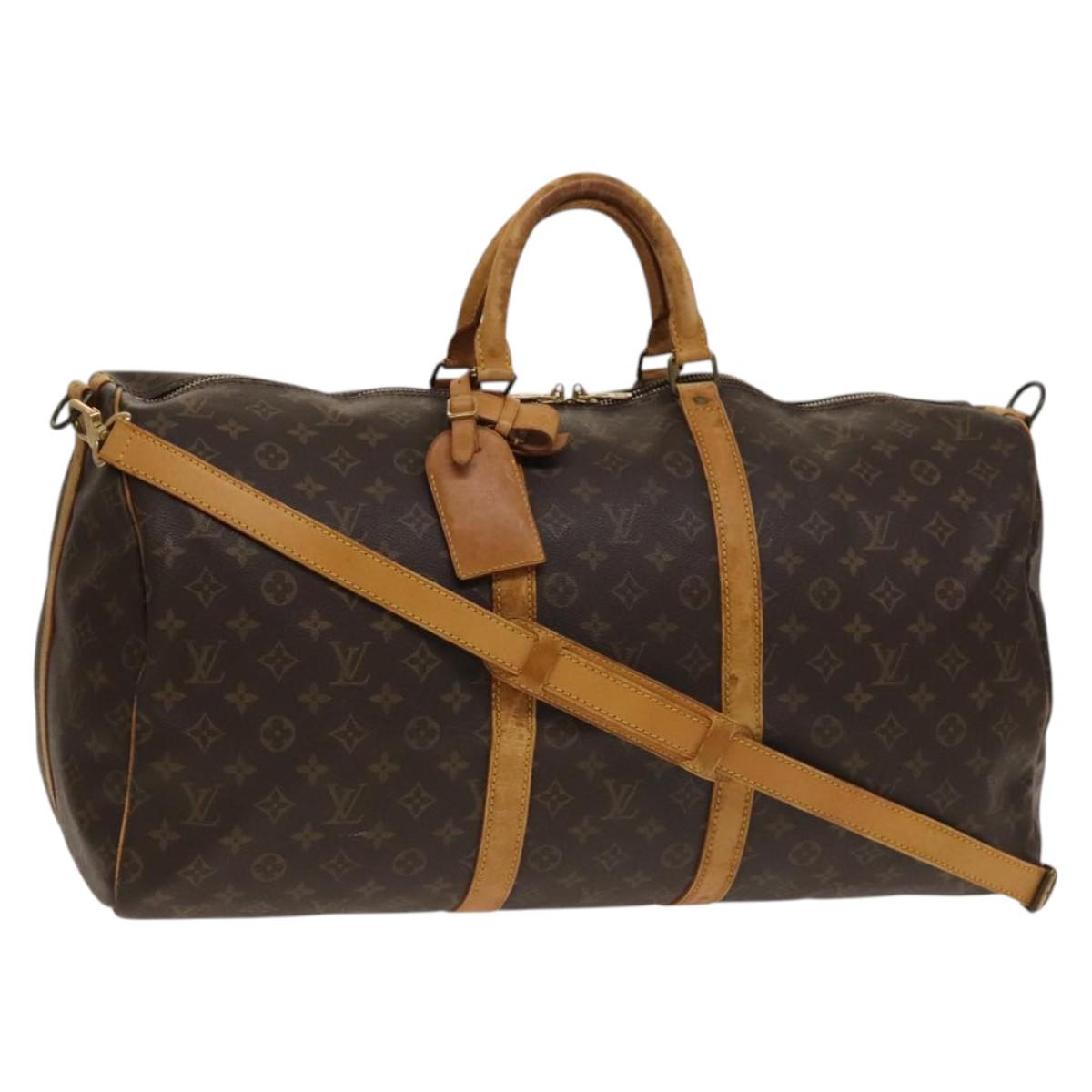LOUIS VUITTON Monogram Keepall Bandouliere 55 Boston Bag M41414 LV Auth yk19151
