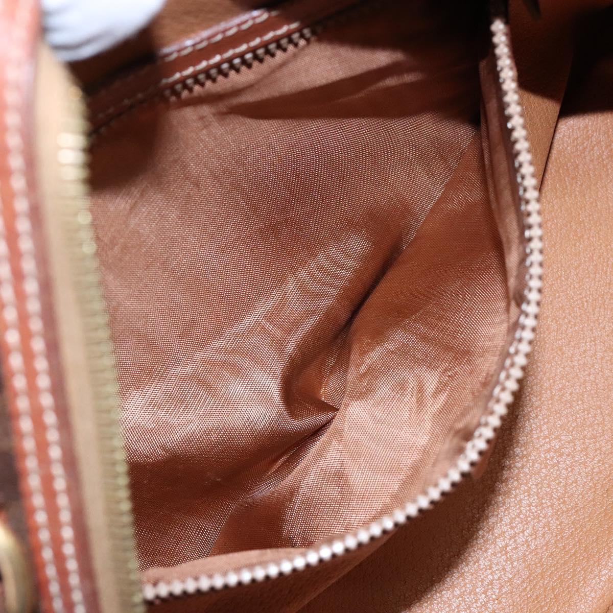 CELINE Macadam Canvas Hand Bag PVC Leather Brown Gold Auth yk19174