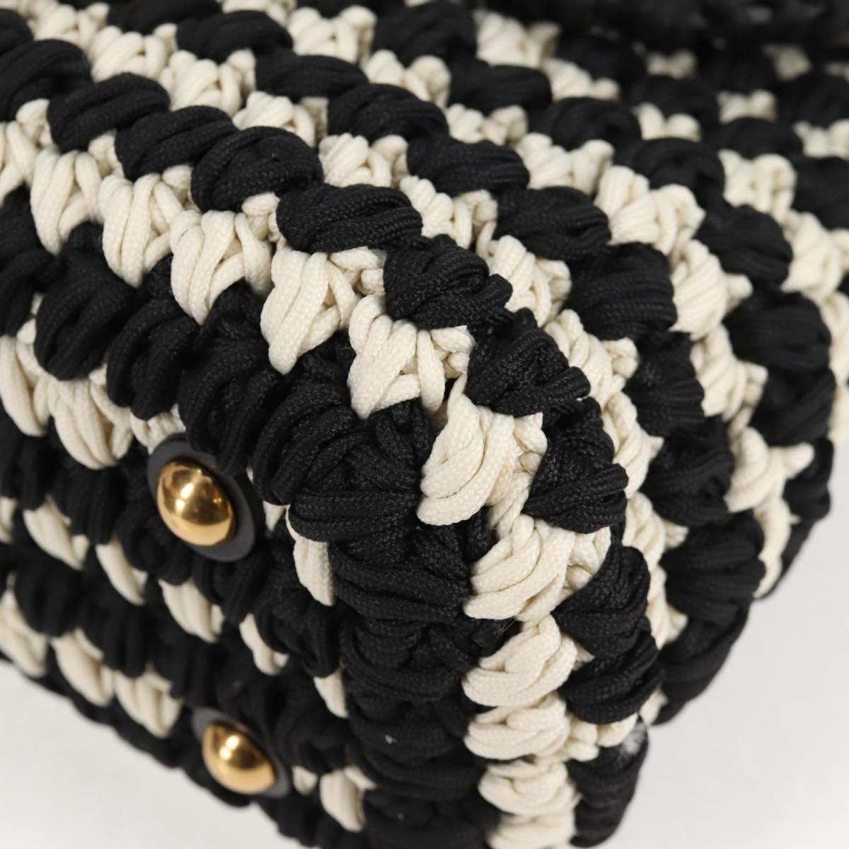 Salvatore Ferragamo Margot Gancini Bag Polyester 2way White Black Auth yk19192A