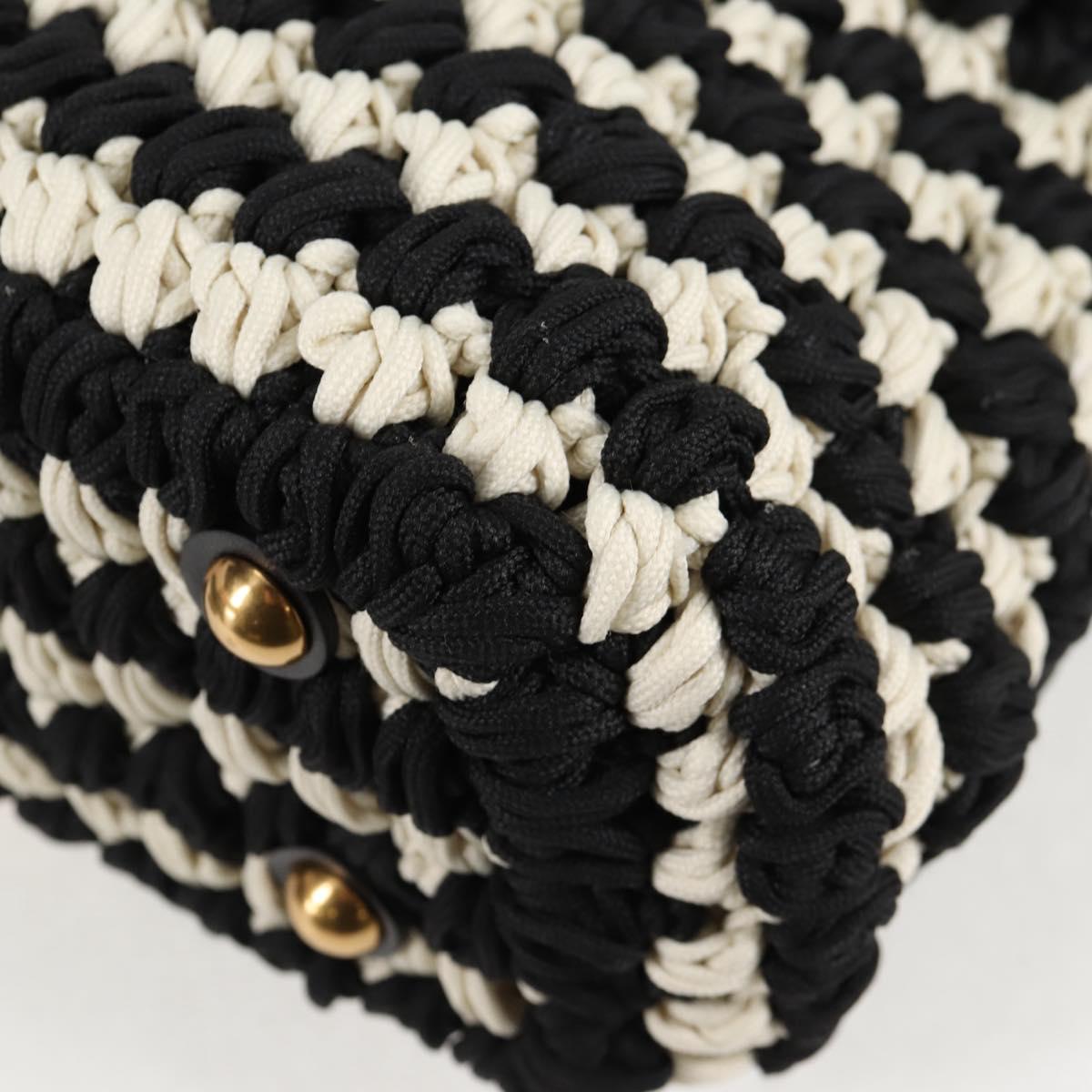 Salvatore Ferragamo Margot Gancini Bag Polyester 2way White Black Auth yk19192A