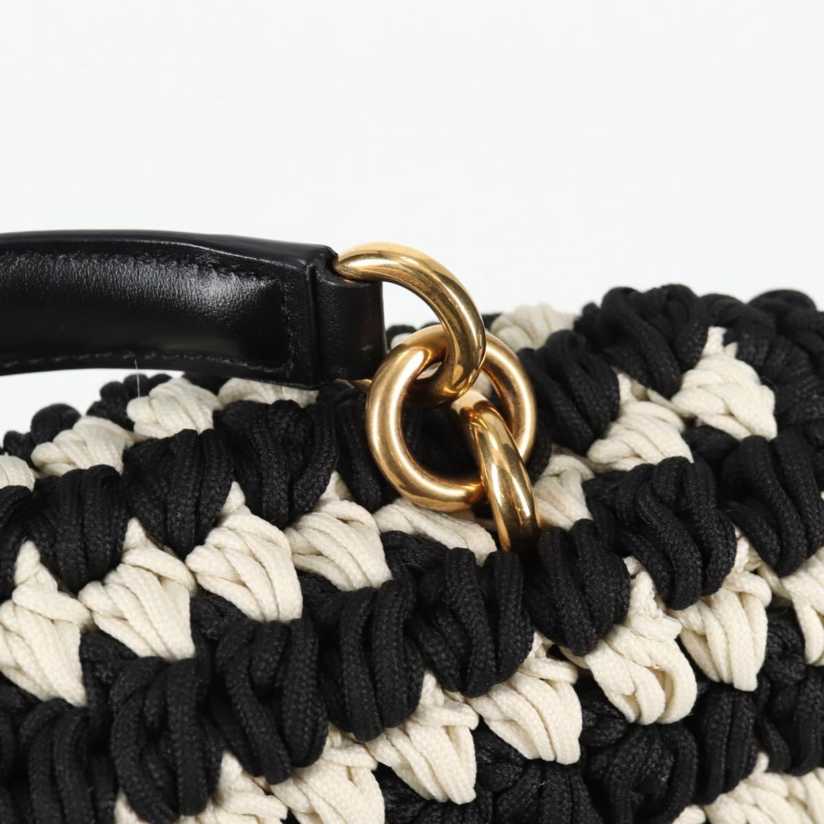 Salvatore Ferragamo Margot Gancini Bag Polyester 2way White Black Auth yk19192A