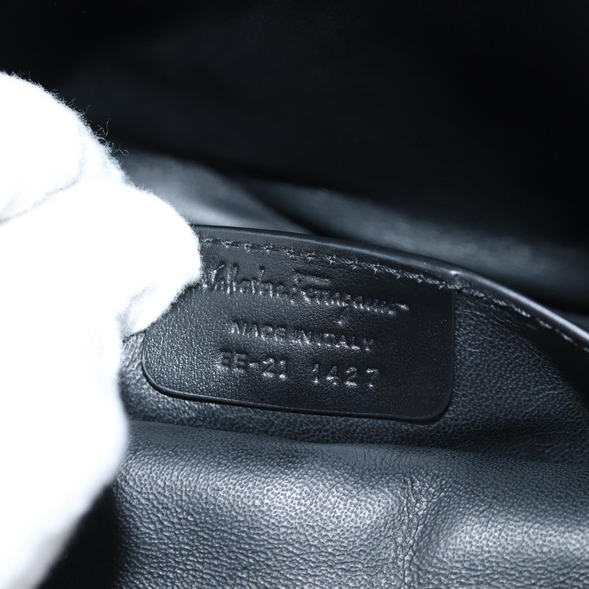 Salvatore Ferragamo Margot Gancini Bag Polyester 2way White Black Auth yk19192A