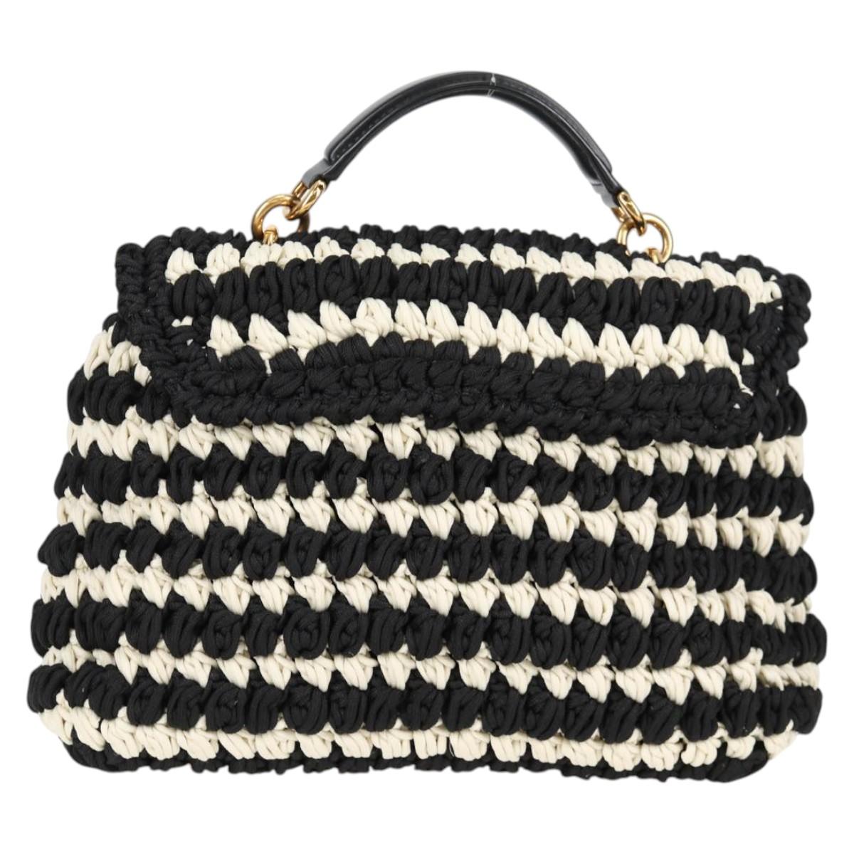 Salvatore Ferragamo Margot Gancini Bag Polyester 2way White Black Auth yk19192A