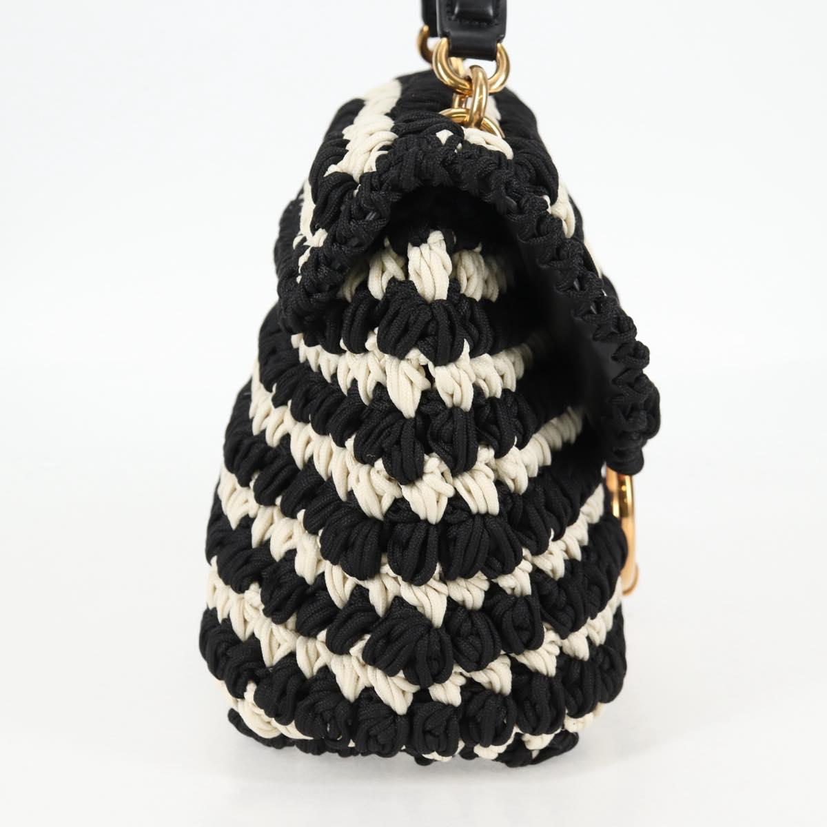 Salvatore Ferragamo Margot Gancini Bag Polyester 2way White Black Auth yk19192A
