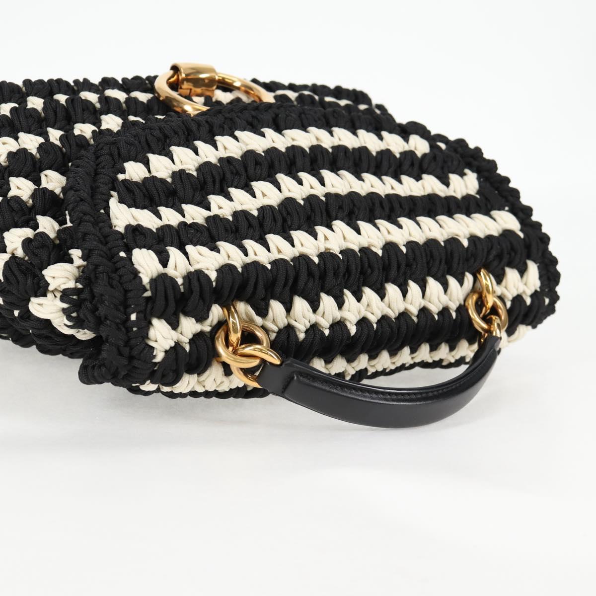 Salvatore Ferragamo Margot Gancini Bag Polyester 2way White Black Auth yk19192A