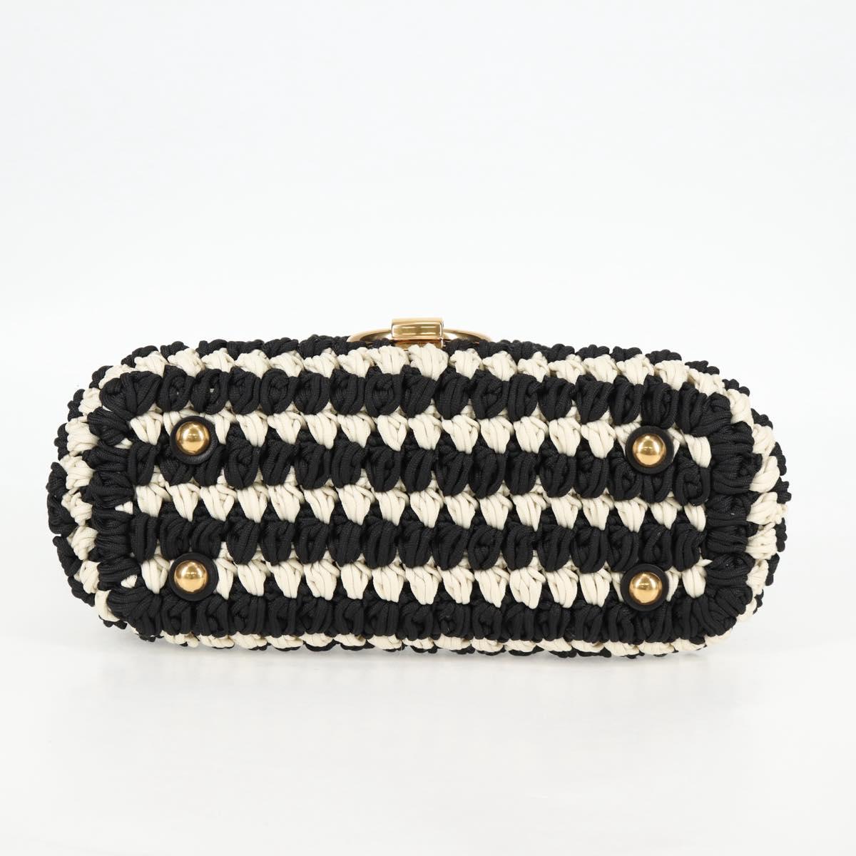 Salvatore Ferragamo Margot Gancini Bag Polyester 2way White Black Auth yk19192A