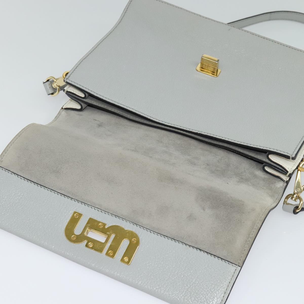 Miu Miu Hand Bag Leather 2way Gray Gold Auth yk19199V