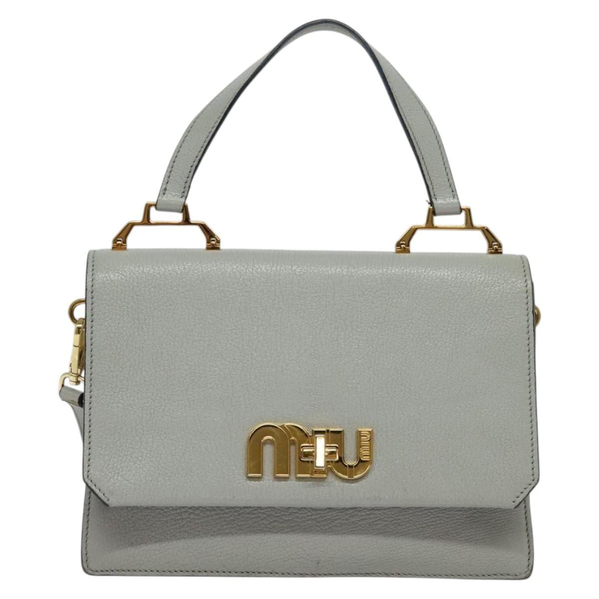 Miu Miu Hand Bag Leather 2way Gray Gold Auth yk19199V