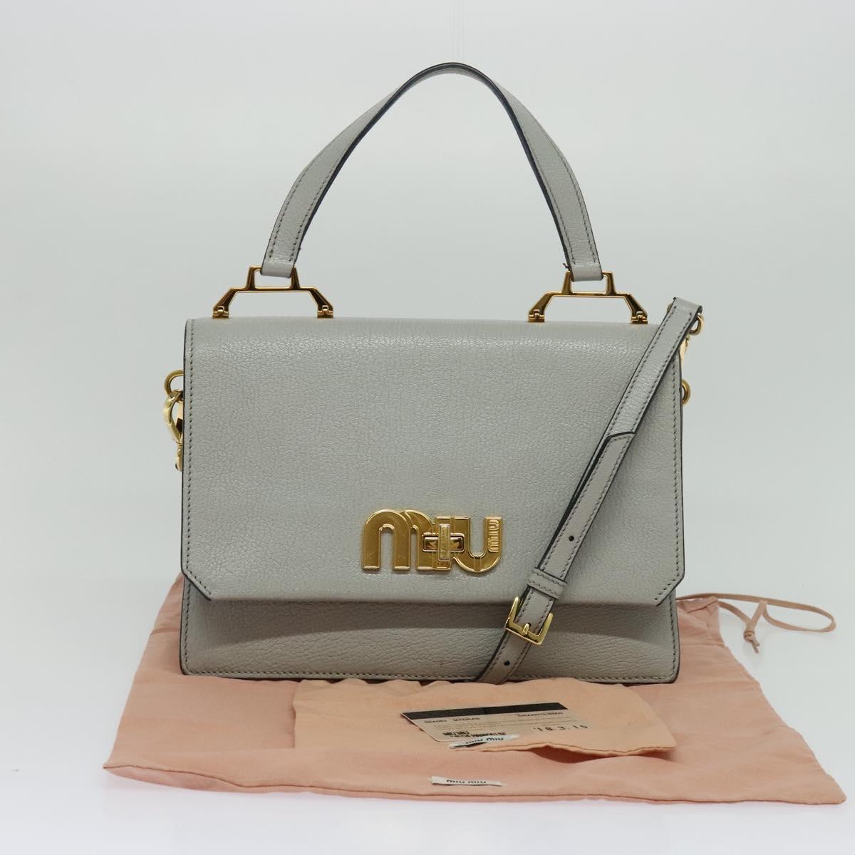 Miu Miu Hand Bag Leather 2way Gray Gold Auth yk19199V