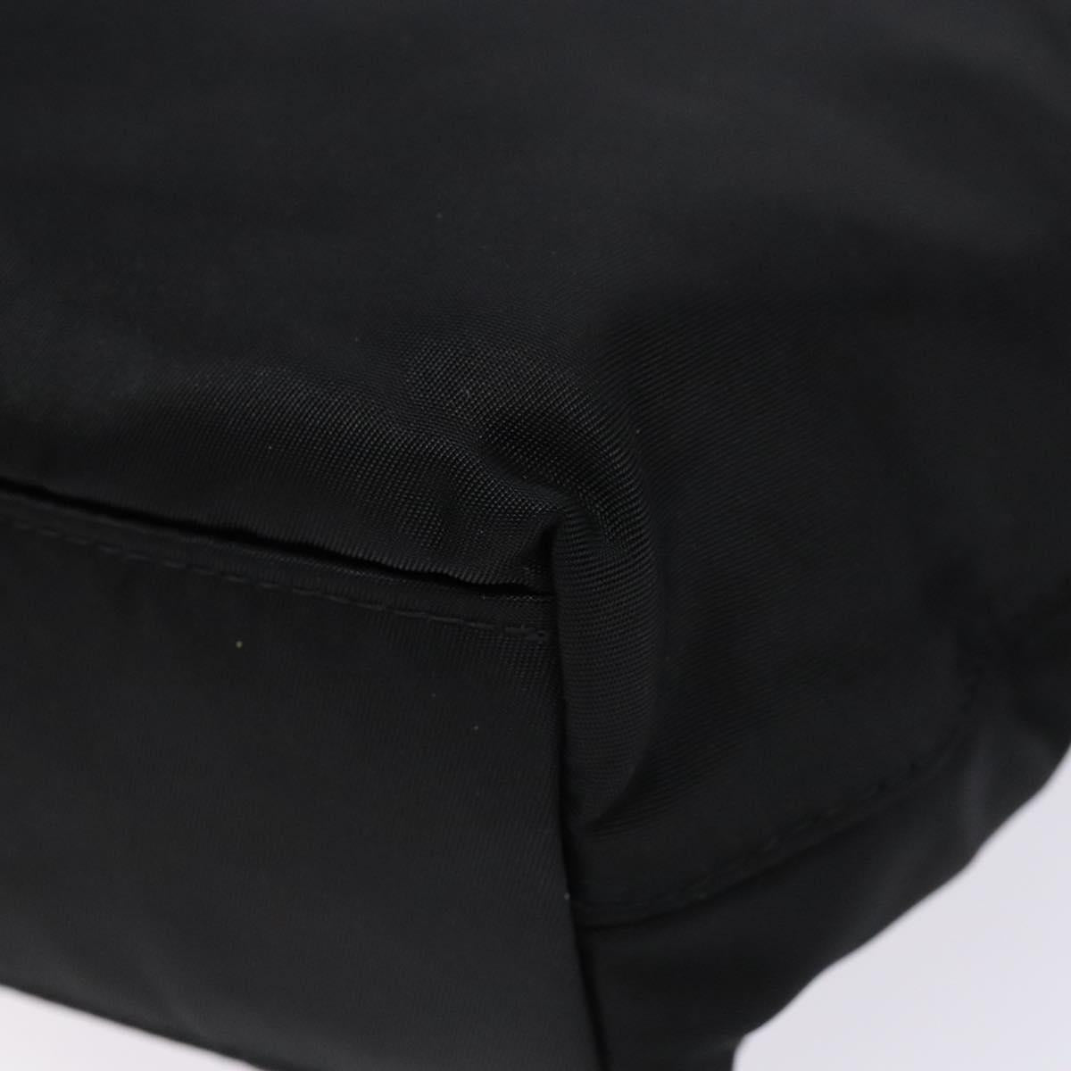 Christian Dior Maris Pearl Hand Bag Nylon Black Silver Auth yk19215