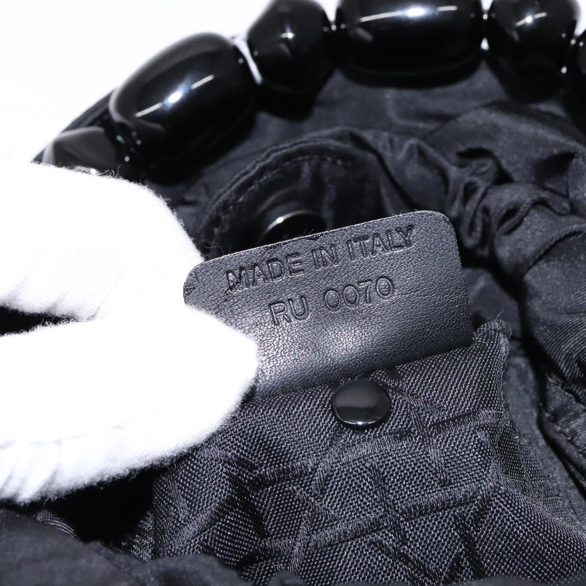 Christian Dior Maris Pearl Hand Bag Nylon Black Silver Auth yk19215