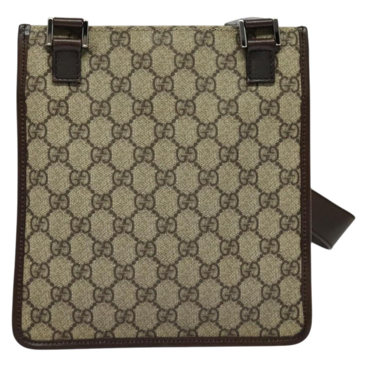 GUCCI GG Supreme Shoulder Bag PVC Beige Silver 92562 Auth yk19235