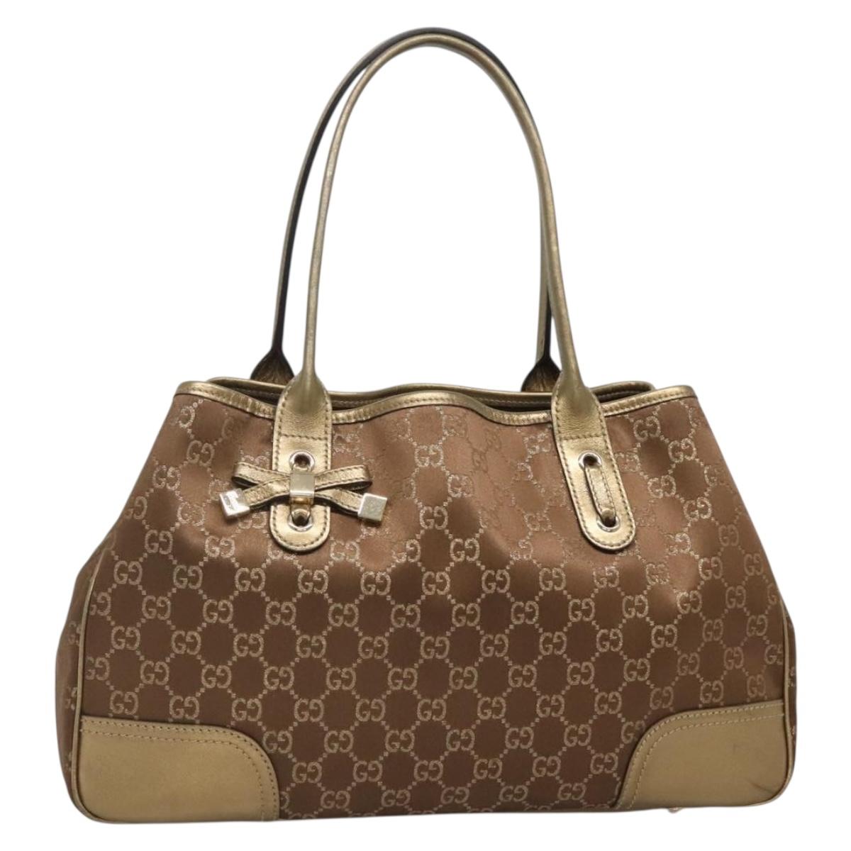 GUCCI GG Canvas Pretty Tote Bag Gold Tone 163805 Auth yk19243