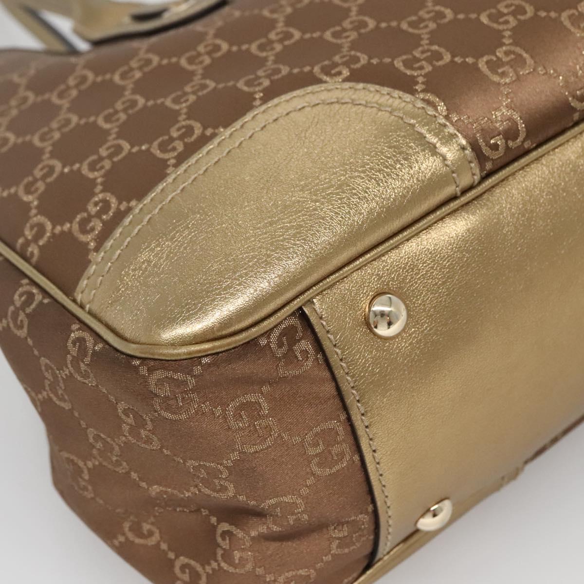 GUCCI GG Canvas Pretty Tote Bag Gold Tone 163805 Auth yk19243
