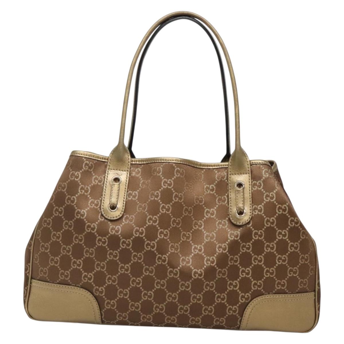 GUCCI GG Canvas Pretty Tote Bag Gold Tone 163805 Auth yk19243