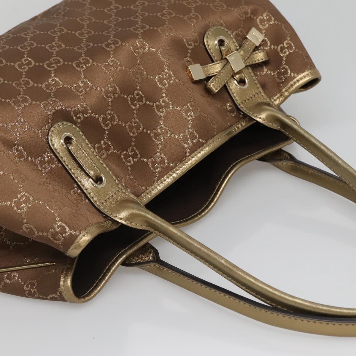 GUCCI GG Canvas Pretty Tote Bag Gold Tone 163805 Auth yk19243