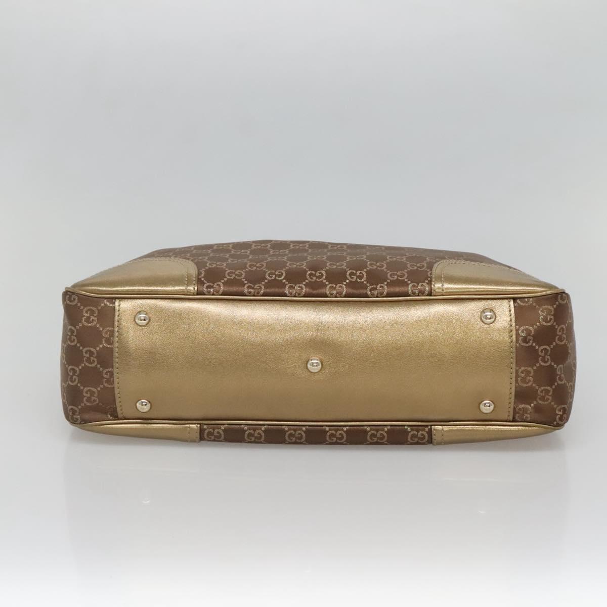 GUCCI GG Canvas Pretty Tote Bag Gold Tone 163805 Auth yk19243