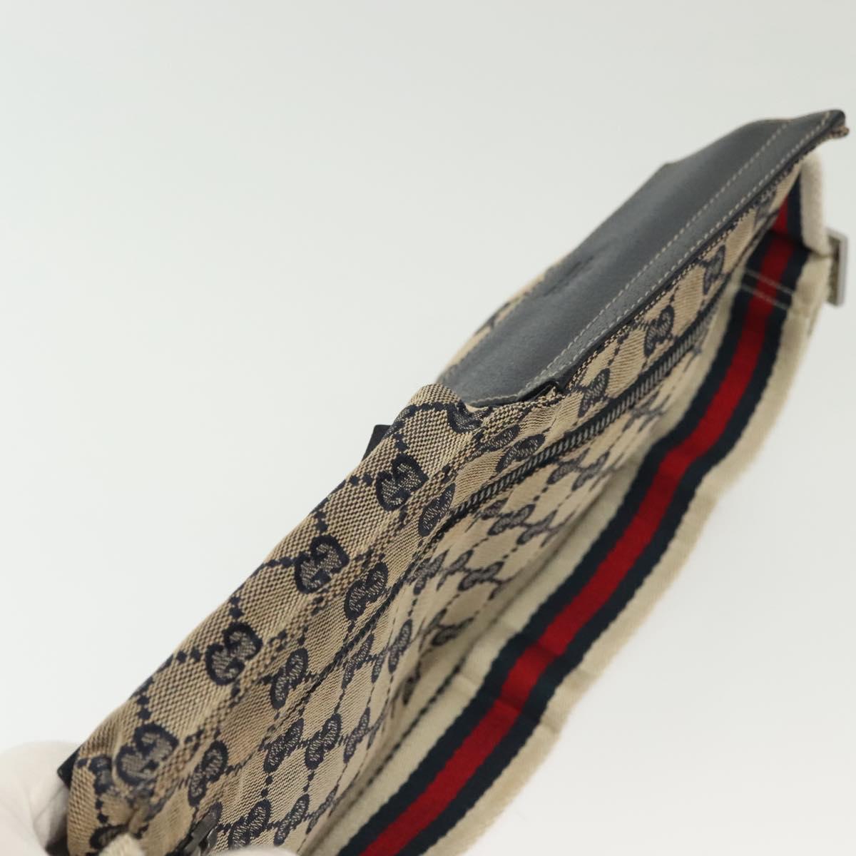 GUCCI GG Canvas Sherry Line Waist bag Red Navy 28566 Auth yk19246