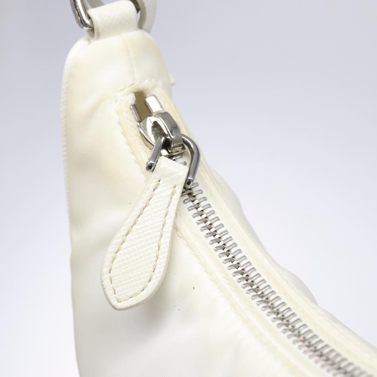 PRADA Re-Edition 2005 Hand Bag Nylon White Silver Auth yk19251
