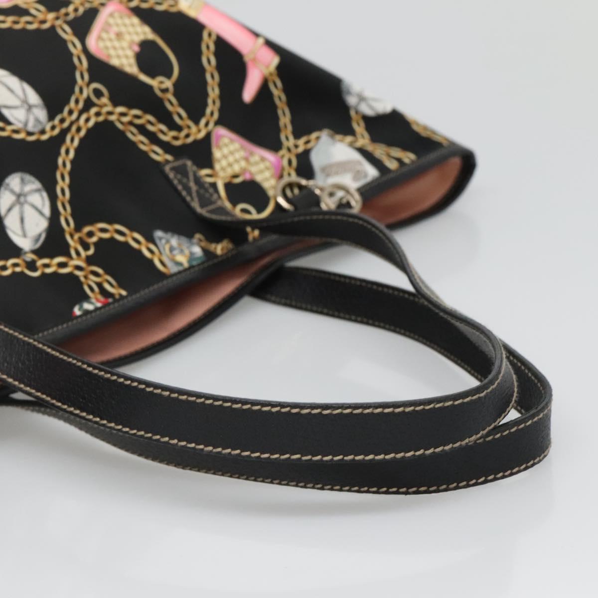 GUCCI Tote Bag Satin Outlet Black Gold 154402 Auth yk19258