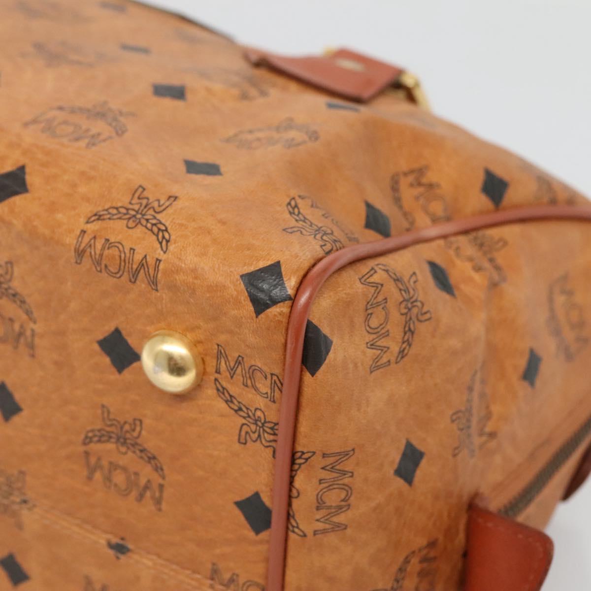 MCM Logogram Vicetos Hand Bag PVC Leather Brown Gold Auth yk19289
