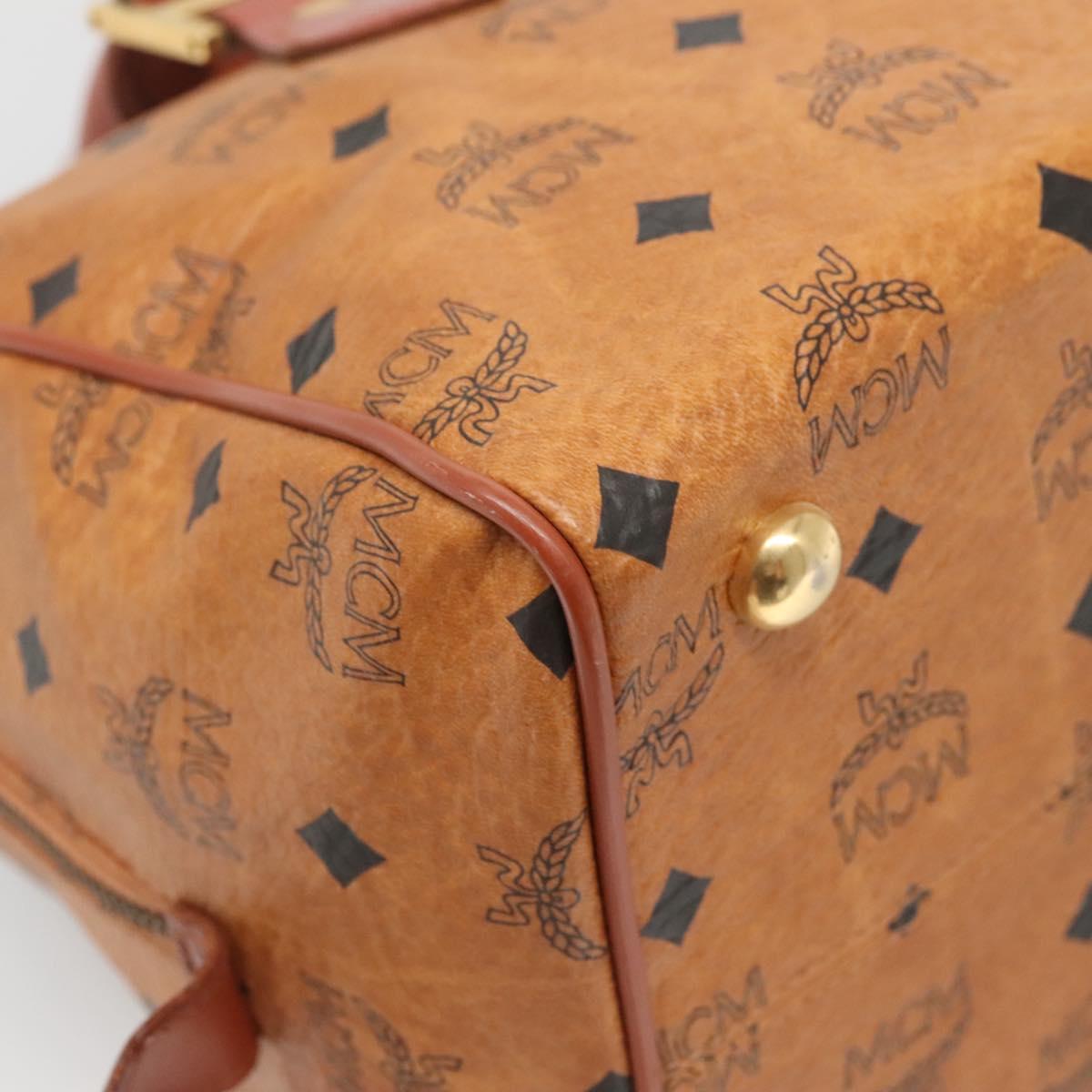 MCM Logogram Vicetos Hand Bag PVC Leather Brown Gold Auth yk19289