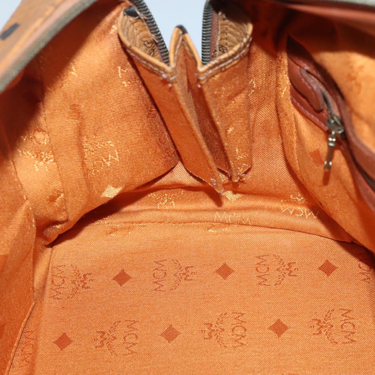 MCM Logogram Vicetos Hand Bag PVC Leather Brown Gold Auth yk19289
