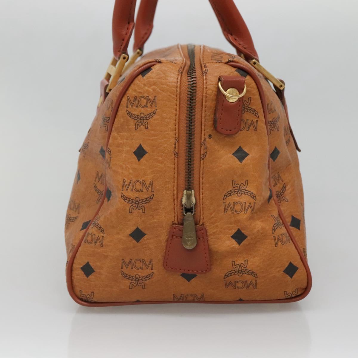 MCM Logogram Vicetos Hand Bag PVC Leather Brown Gold Auth yk19289