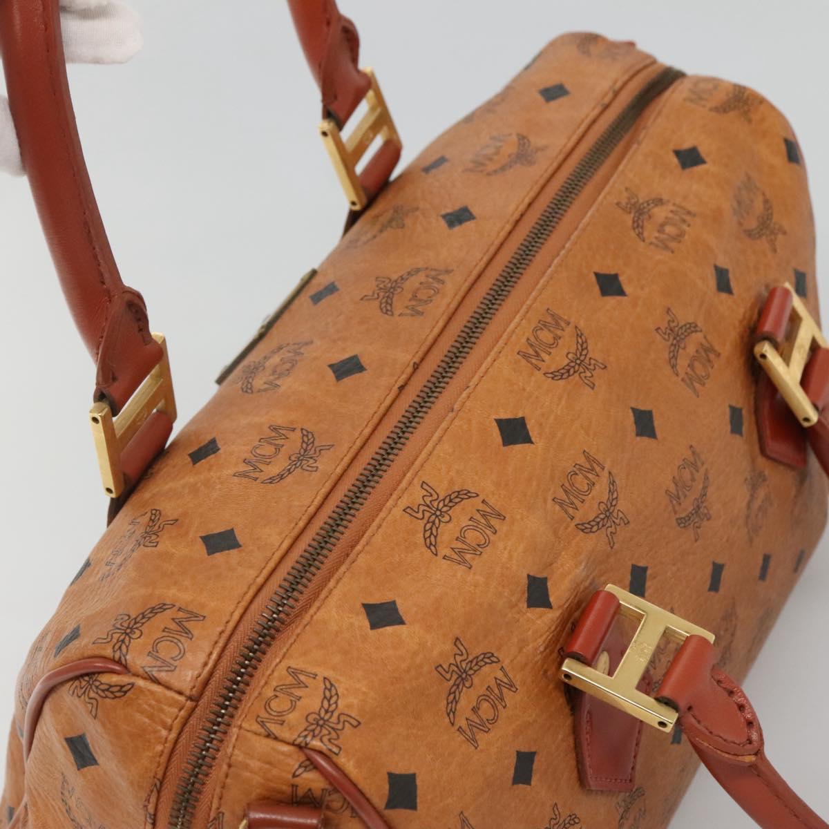 MCM Logogram Vicetos Hand Bag PVC Leather Brown Gold Auth yk19289