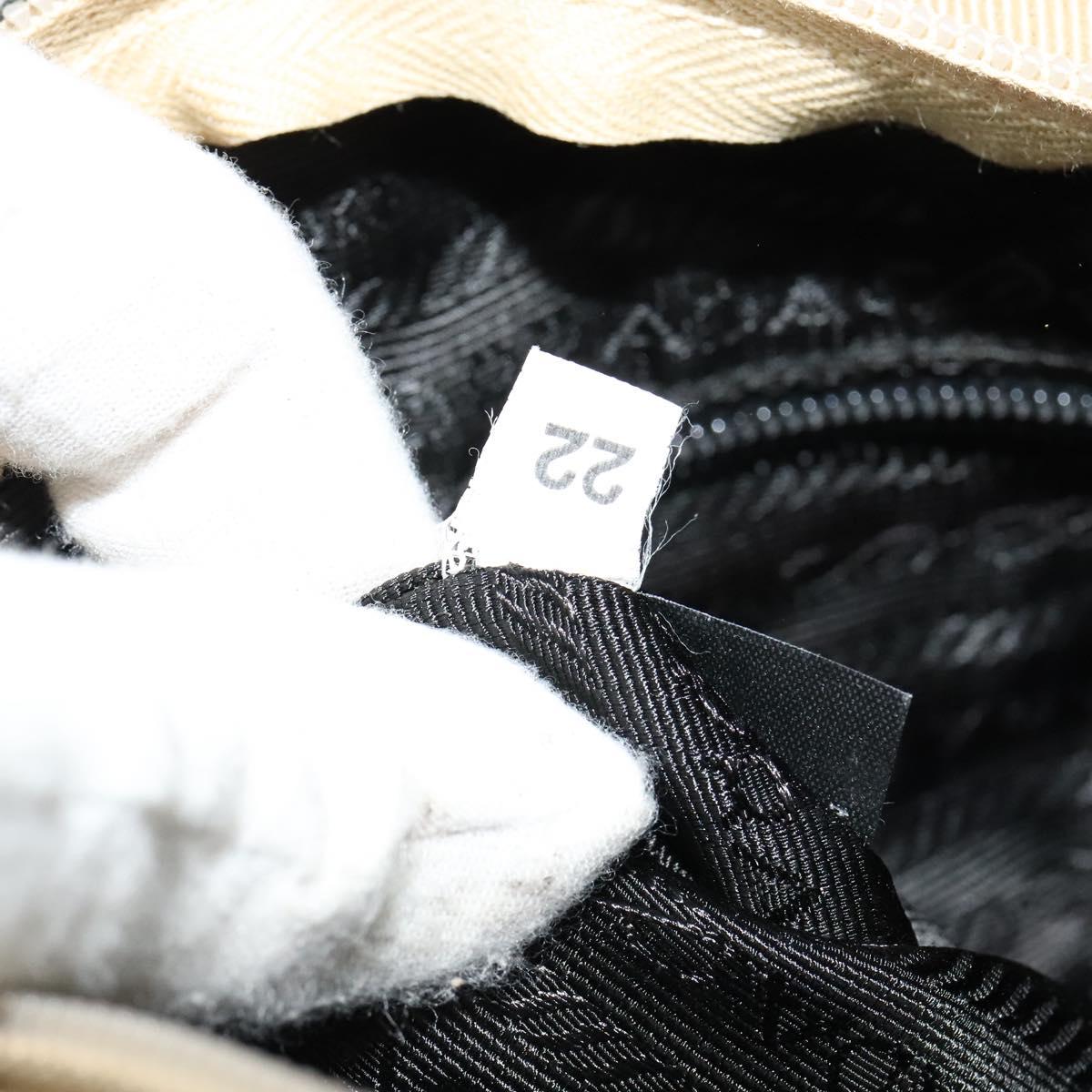 PRADA Hand Bag Tweed Leather Beige Black Silver Auth yk19291