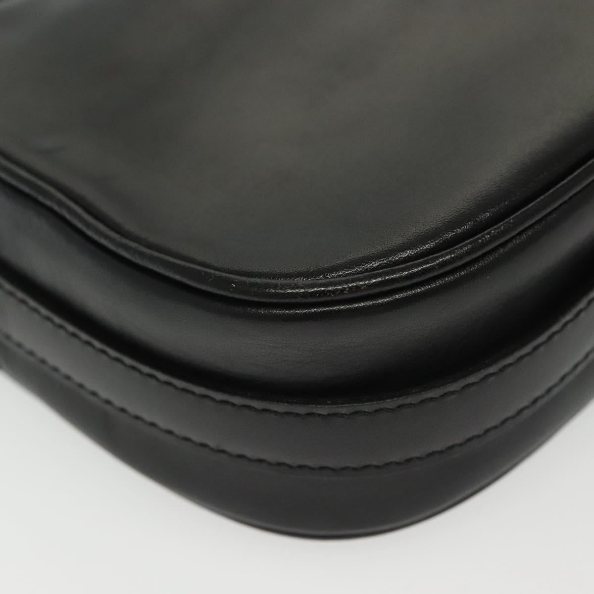 CELINE Shoulder Bag Leather Black Gold Auth yk19292