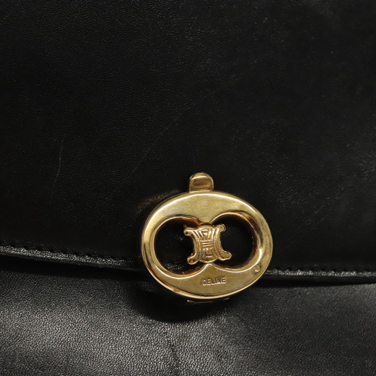 CELINE Shoulder Bag Leather Black Gold Auth yk19292