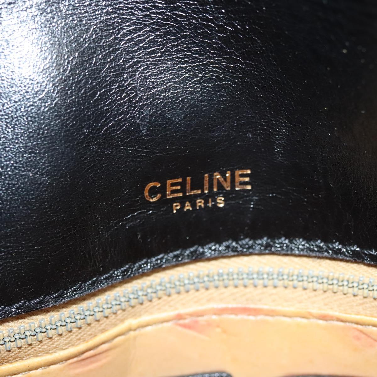 CELINE Shoulder Bag Leather Black Gold Auth yk19292