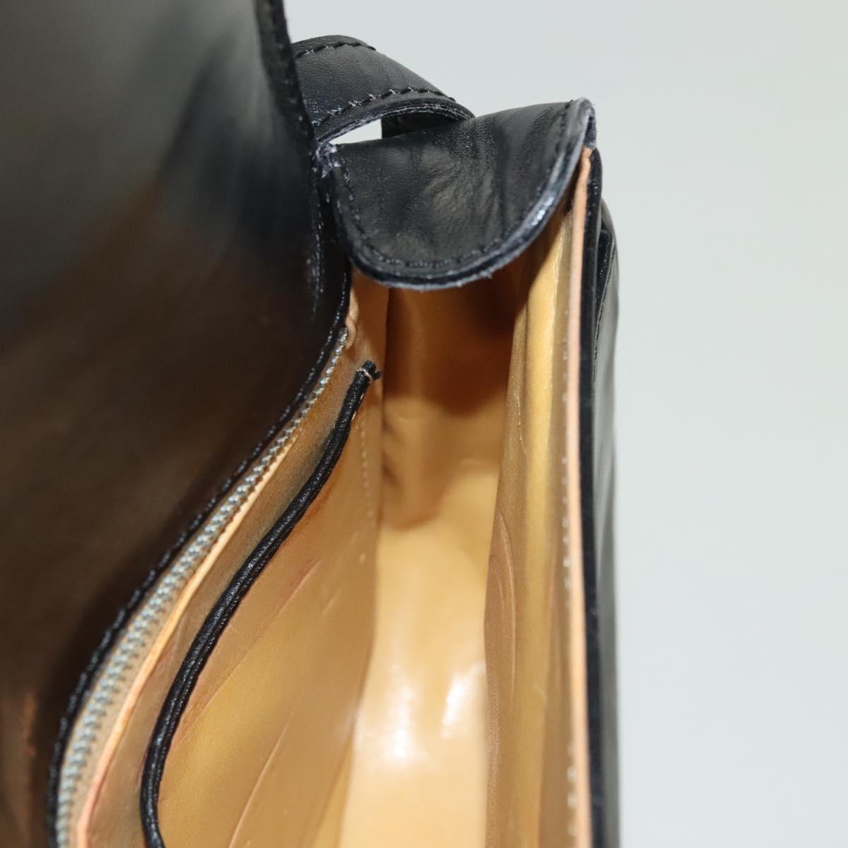 CELINE Shoulder Bag Leather Black Gold Auth yk19292