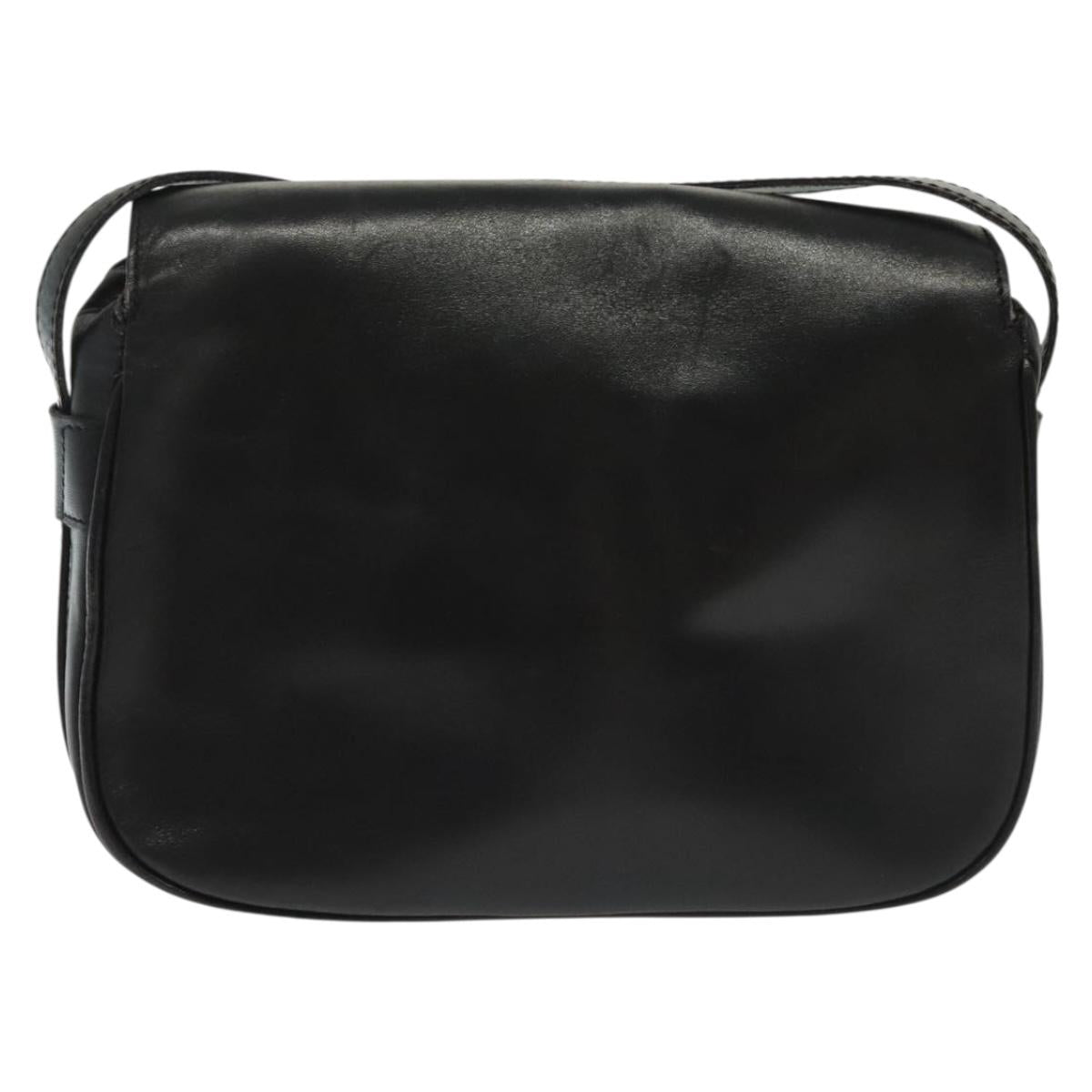 CELINE Shoulder Bag Leather Black Gold Auth yk19292