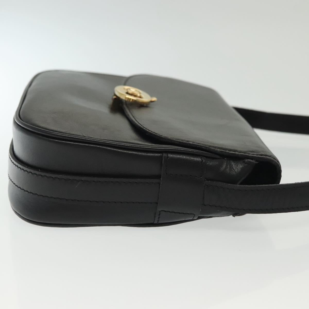 CELINE Shoulder Bag Leather Black Gold Auth yk19292