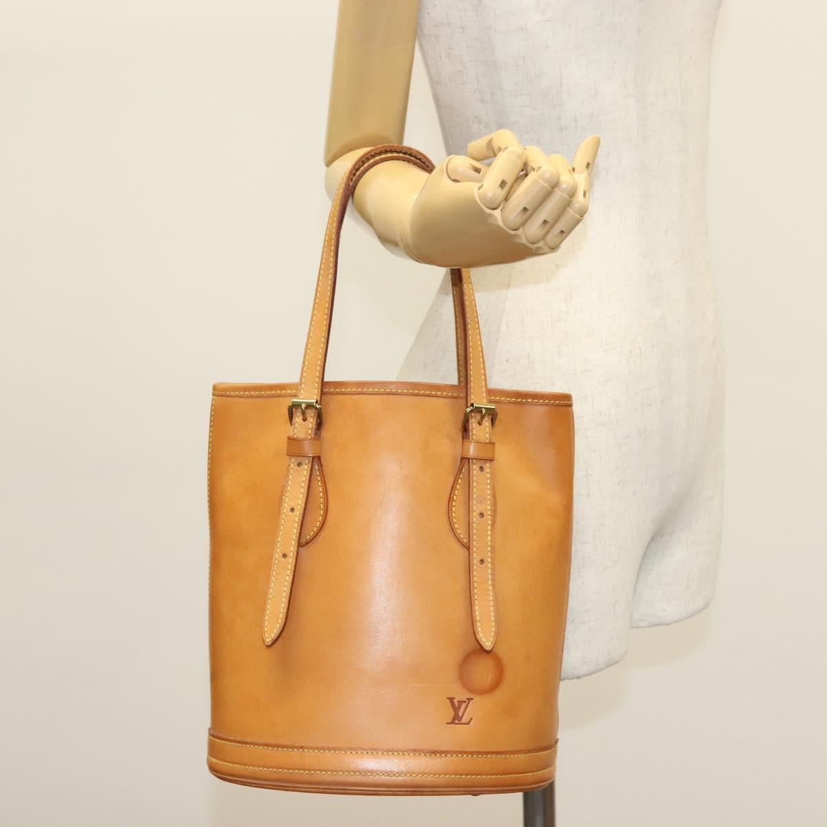 LOUIS VUITTON Nomad Leather Bucket PM Shoulder Bag Beige M85001 LV Auth yk19293