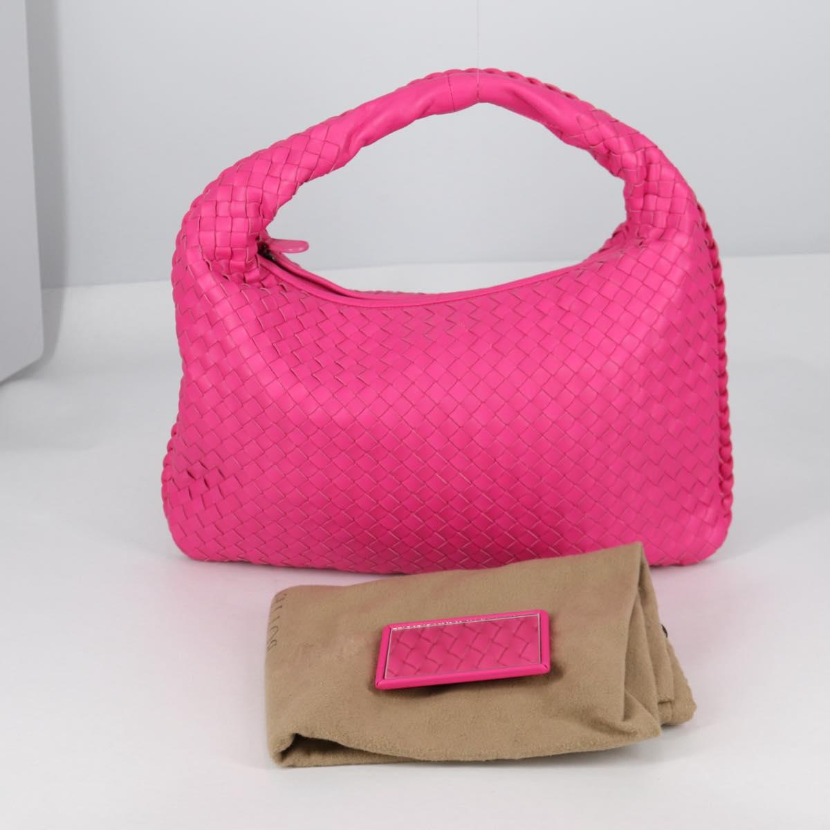 BOTTEGA VENETA INTRECCIATO Hobo Shoulder Bag Leather Pink Auth yk19295V