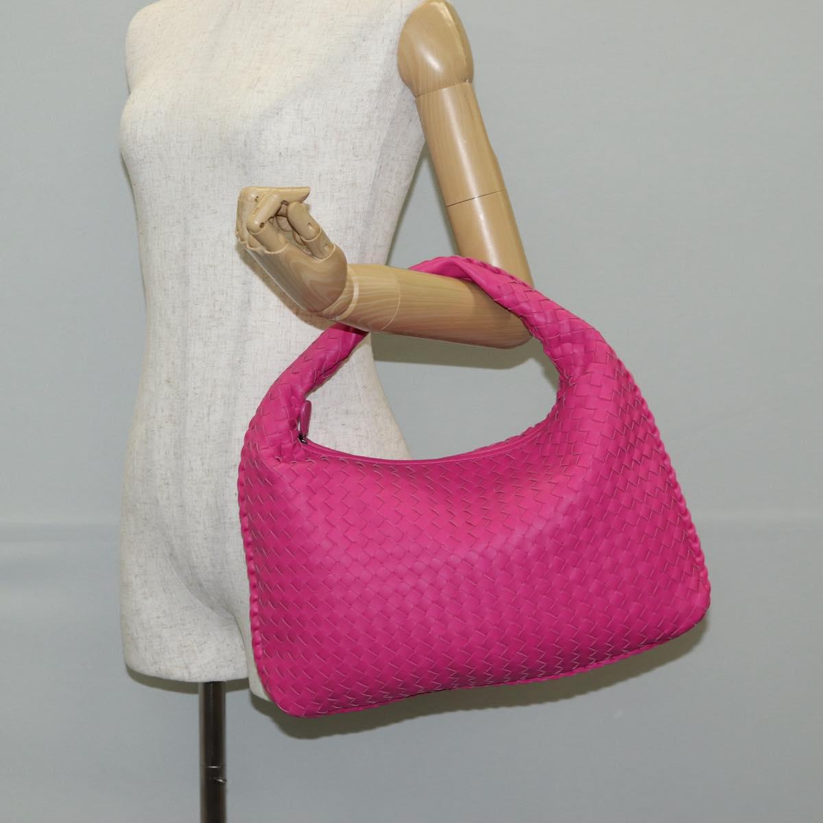BOTTEGA VENETA INTRECCIATO Hobo Shoulder Bag Leather Pink Auth yk19295V