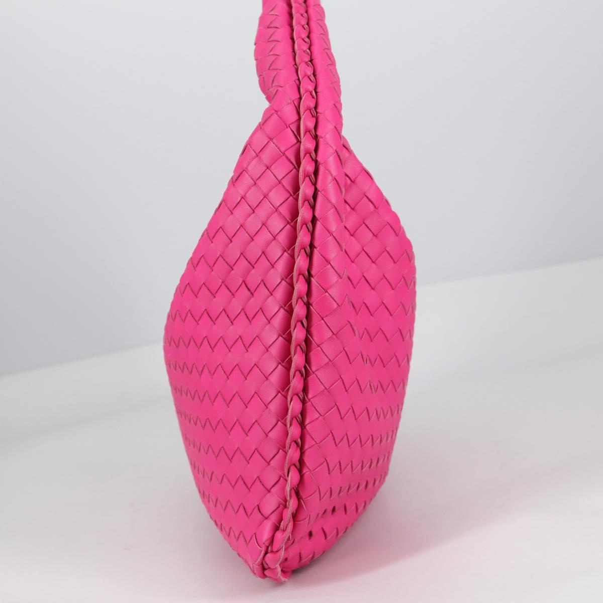 BOTTEGA VENETA INTRECCIATO Hobo Shoulder Bag Leather Pink Auth yk19295V