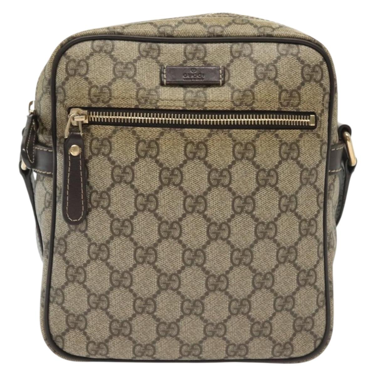 GUCCI GG Supreme Shoulder Bag PVC Beige Gold 233268 Auth yk19303
