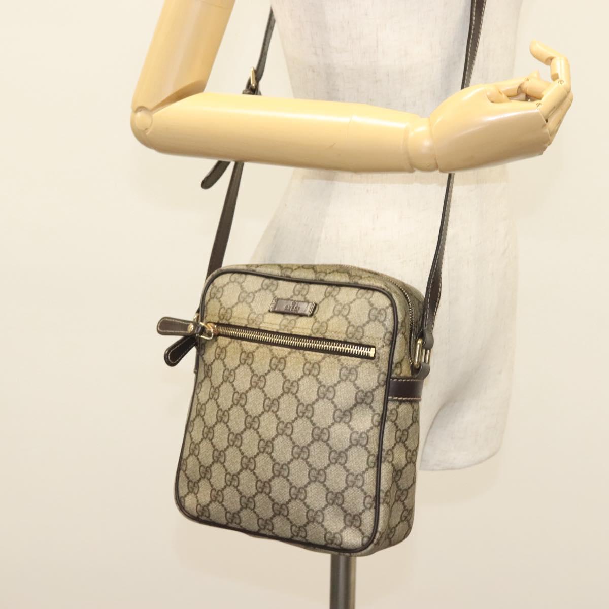 GUCCI GG Supreme Shoulder Bag PVC Beige Gold 233268 Auth yk19303