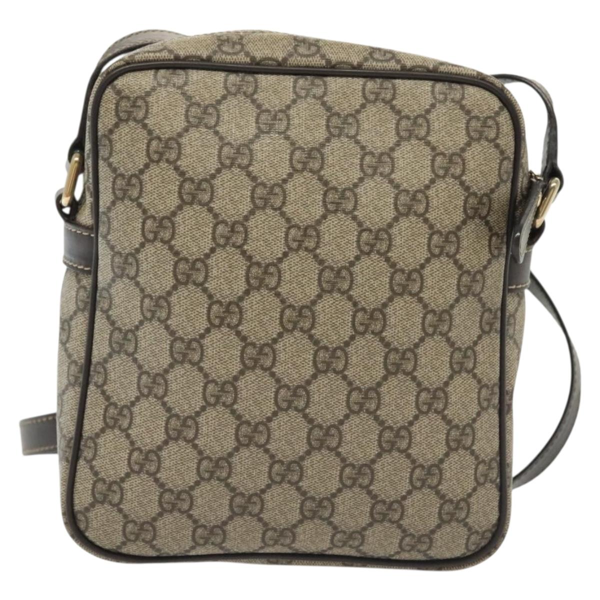 GUCCI GG Supreme Shoulder Bag PVC Beige Gold 233268 Auth yk19303