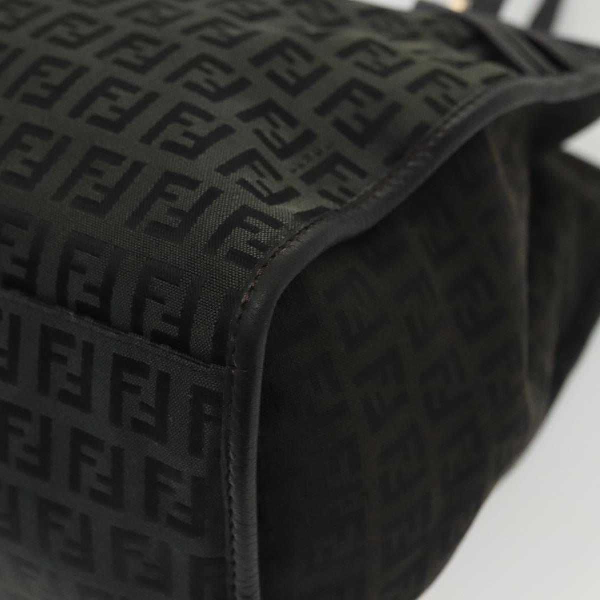 FENDI Zucchino Canvas Hand Bag Black Gold Auth yk19305
