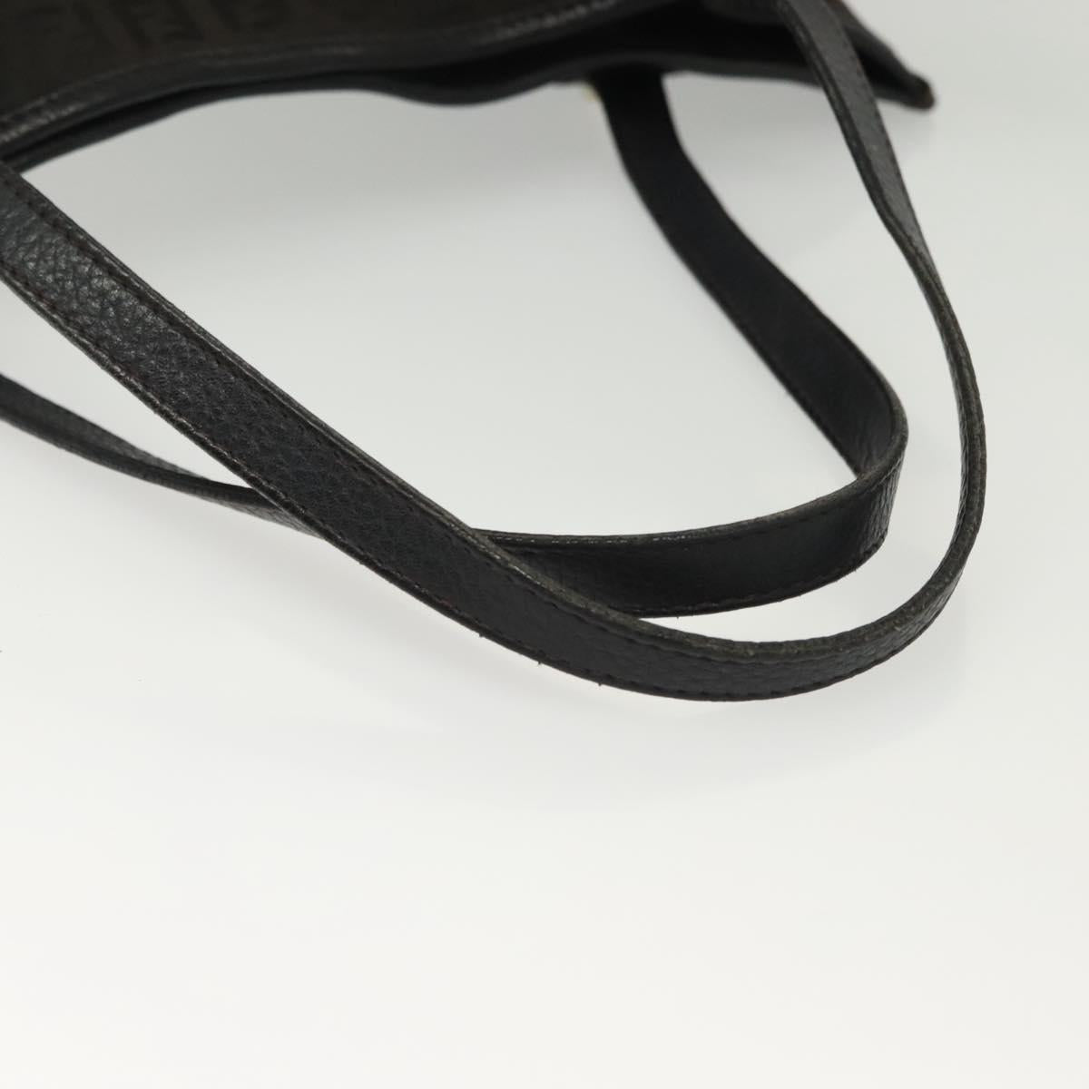 FENDI Zucchino Canvas Hand Bag Black Gold Auth yk19305