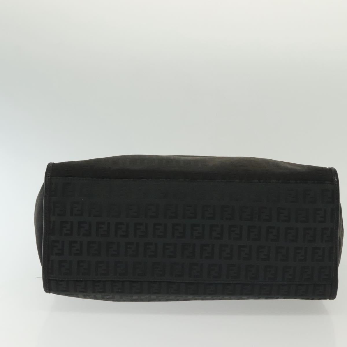FENDI Zucchino Canvas Hand Bag Black Gold Auth yk19305