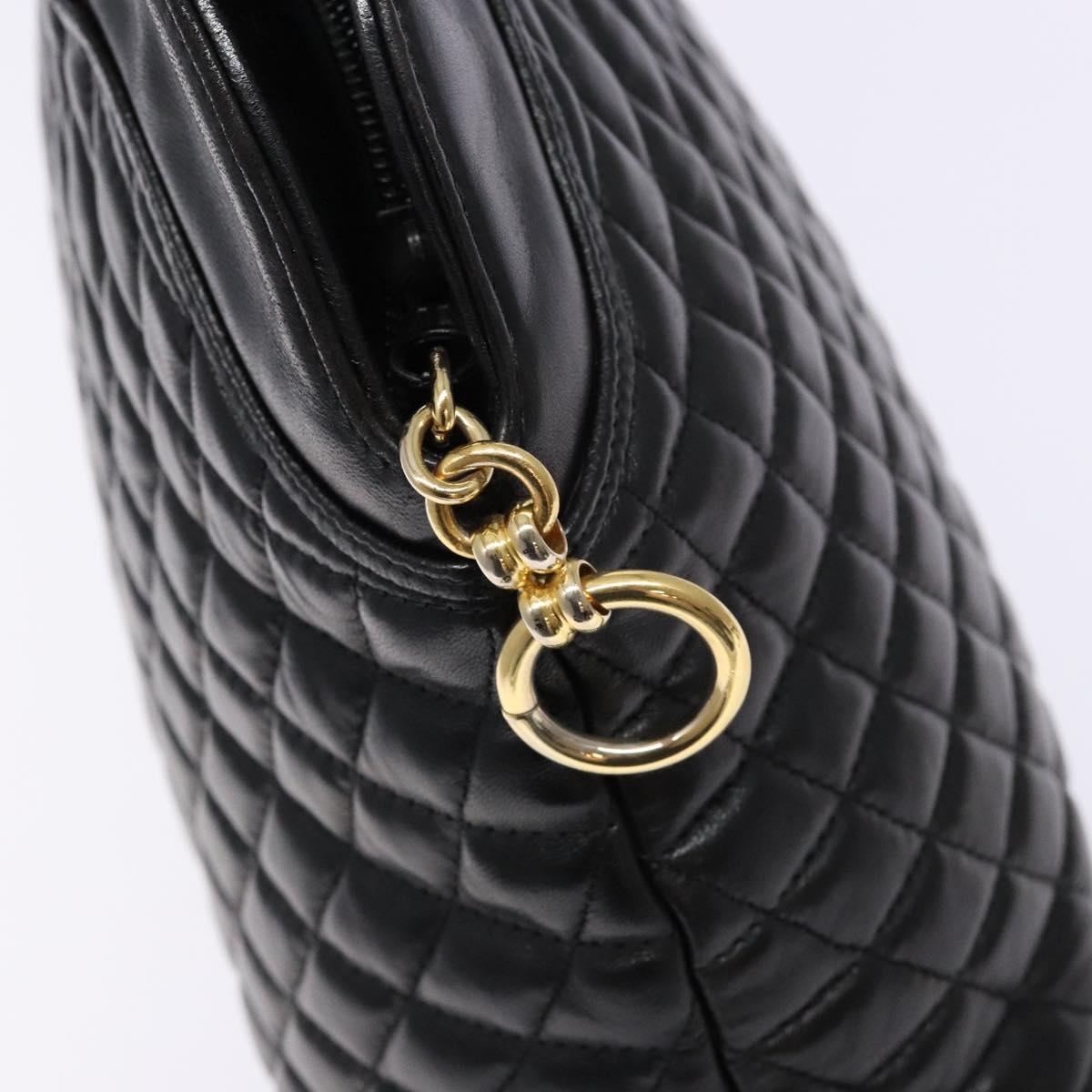 BALLY Hand Bag Leather Black Gold Auth yk19321