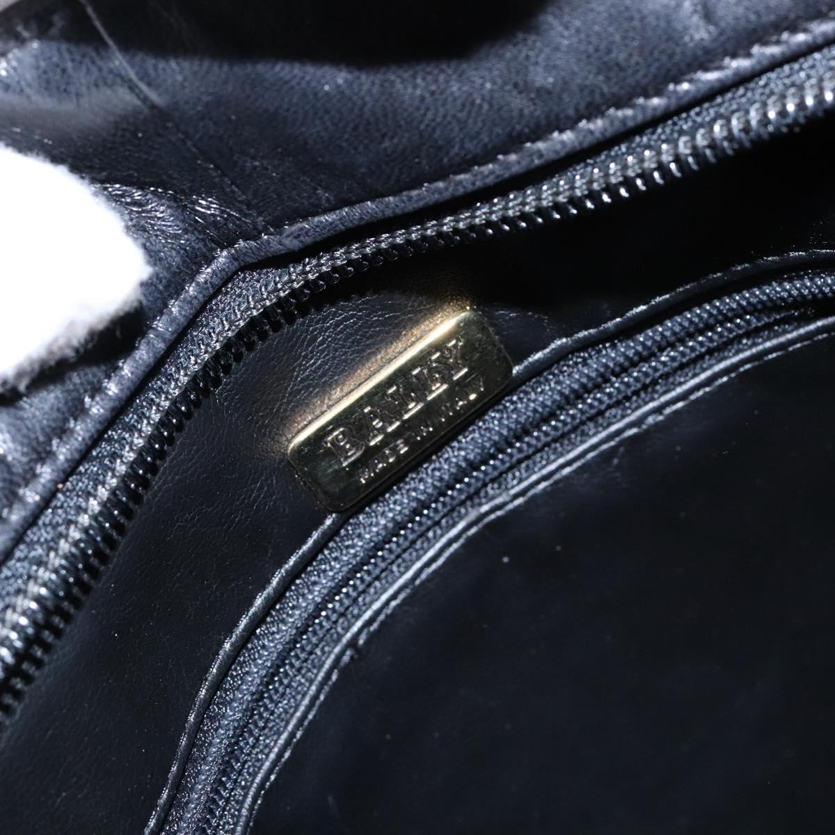 BALLY Hand Bag Leather Black Gold Auth yk19321